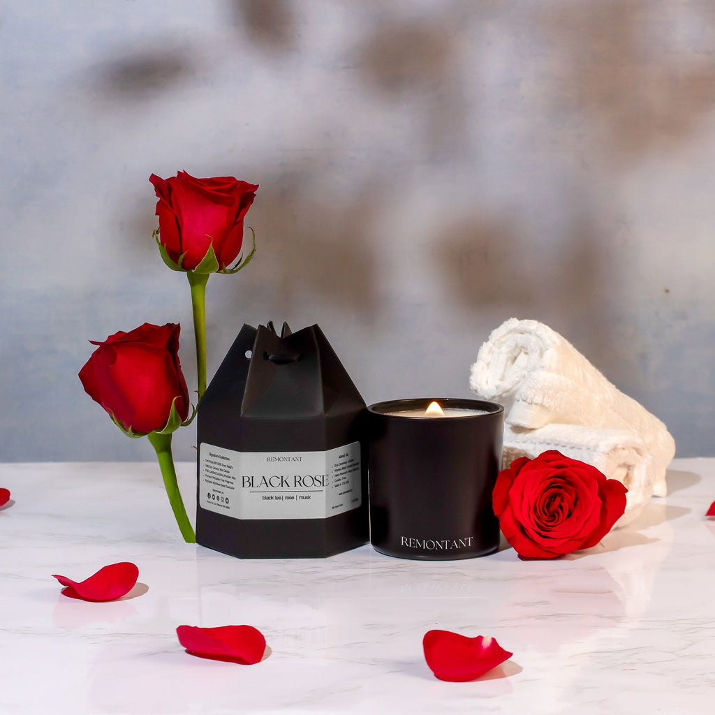 Black Rose Candle | Black Tea ~ Rose ~ Musk | Wood Wick Candle